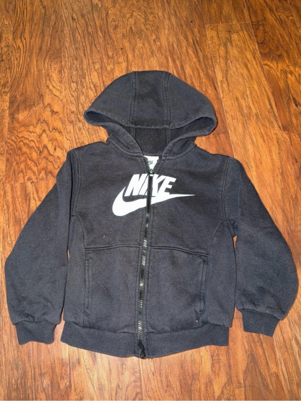 Nike Black Kids Full-Zip Hoodie with White Swoosh